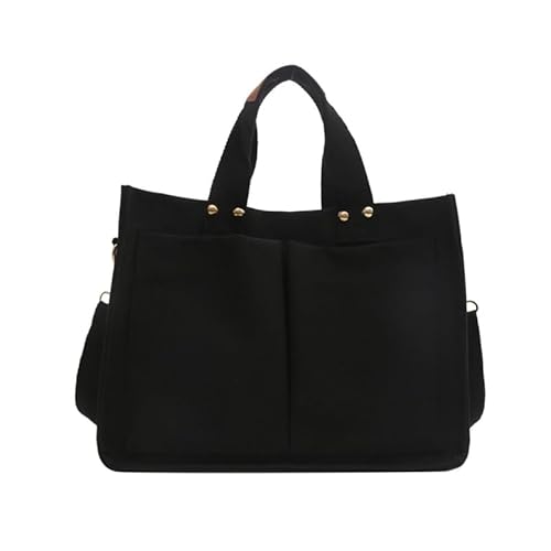 Trendige Handtasche, stilvolle Canvas-Umhängetasche, Kuriertasche für Damen und Mädchen, Schwarz von CVZQTE