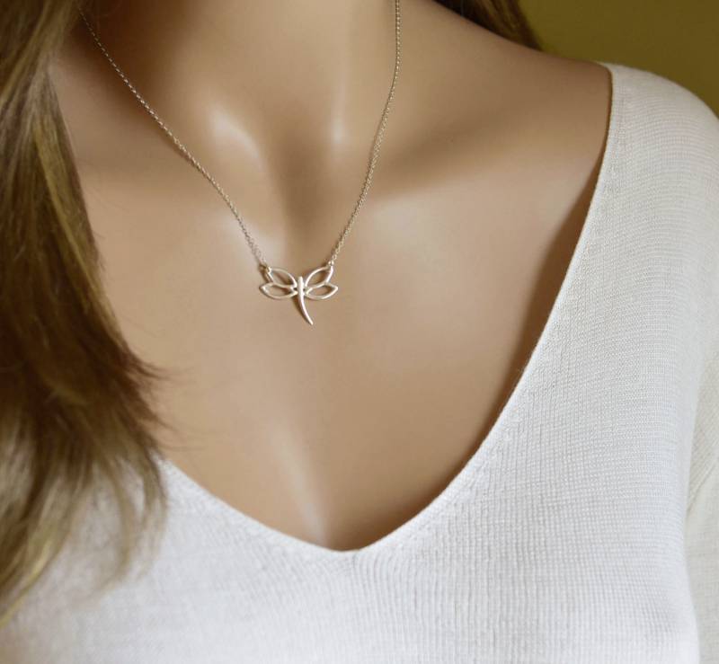 Einzigartige Open Work Libellen Halskette Aus Sterling Silber, Karma von CVennell