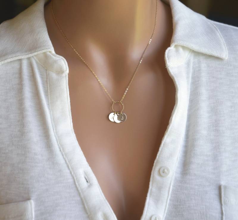 Personalisierte Halskette Mit Mehreren Scheiben, Ewigkeit Halskette, 14K Gold Fill von CVennell