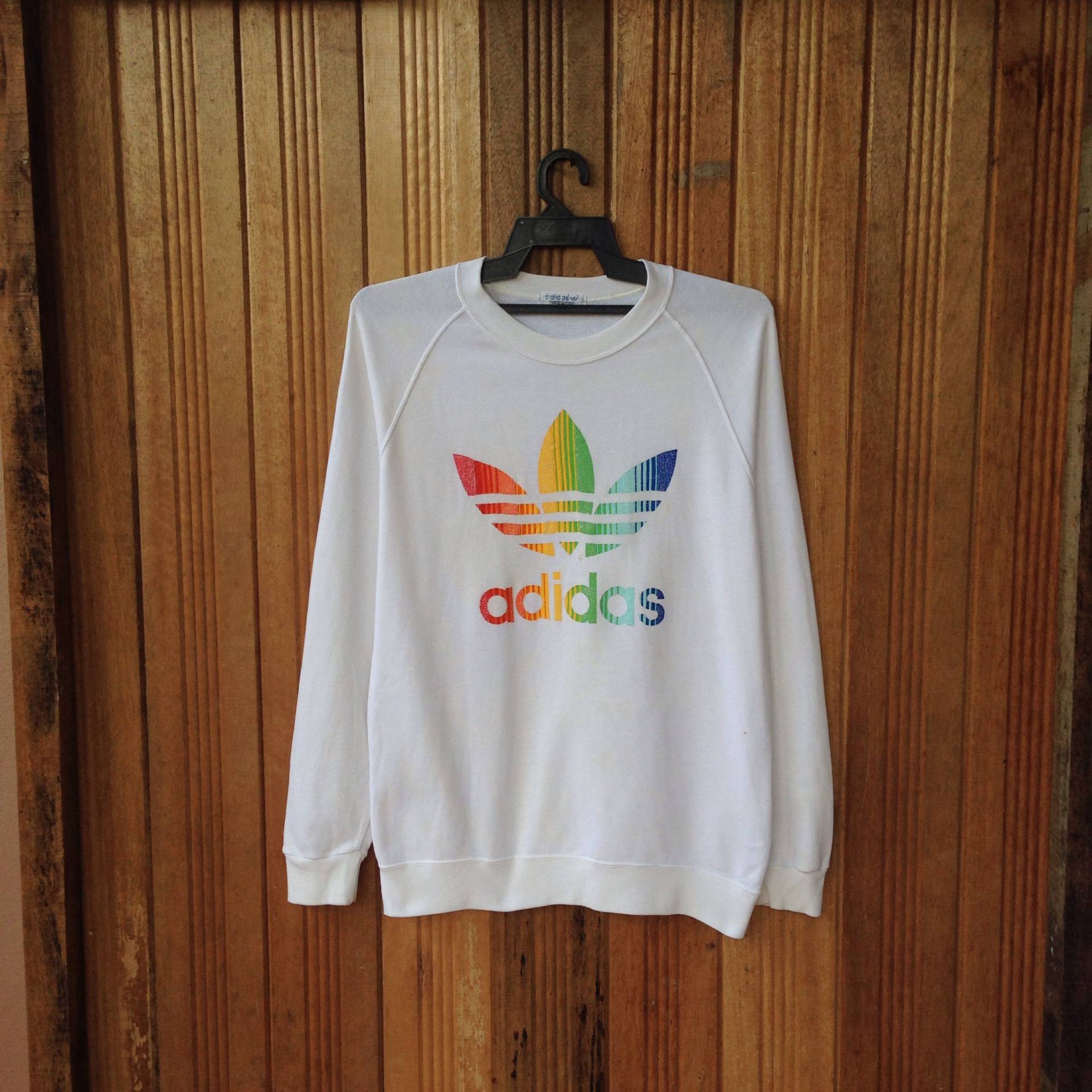 Adidas Trefoil Big Logo Pullover Sweatshirt Vintage 80Er Jahre von CVichaivintage