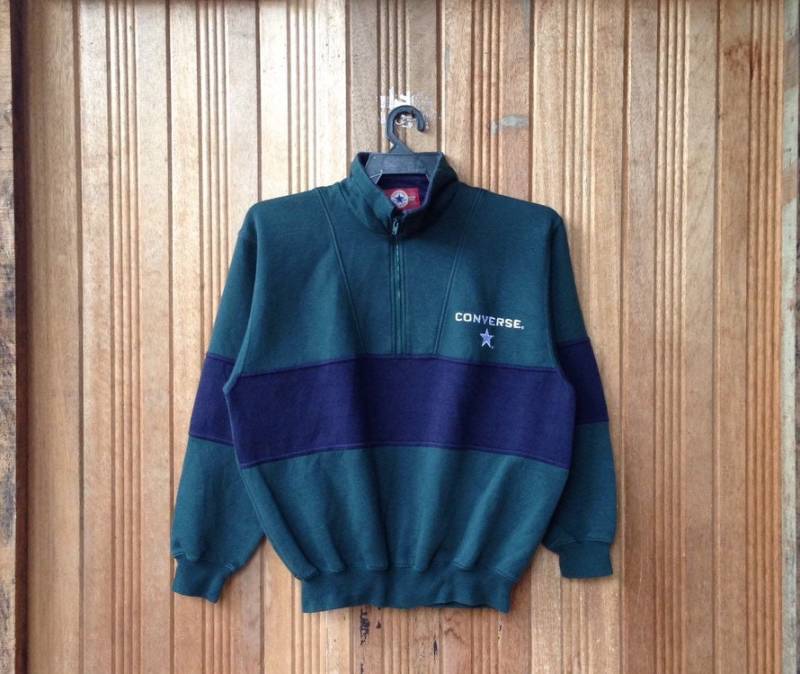 All Star Spellout Stickerei Pullover Sweatshirt Half-Zip Skateboard von CVichaivintage