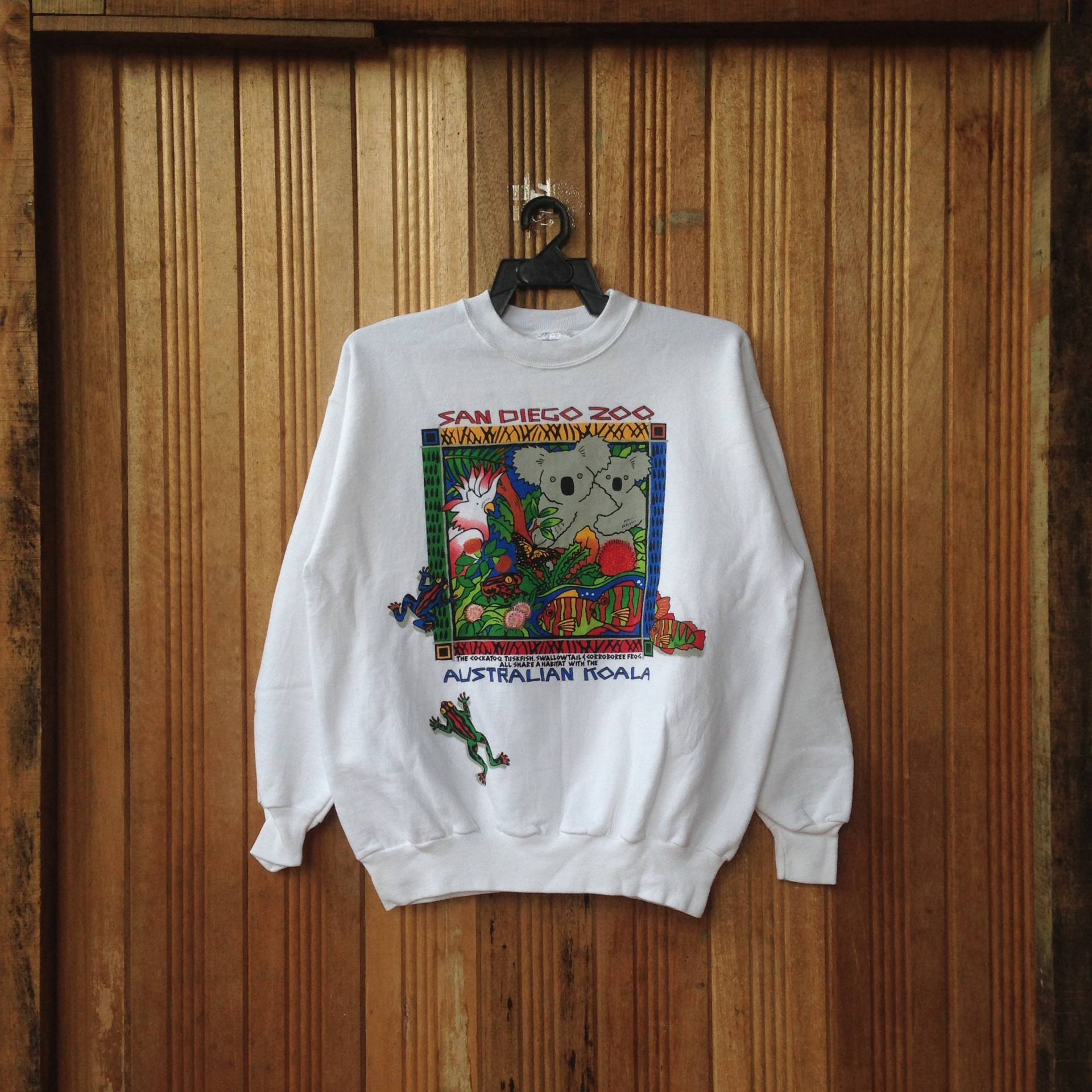 Australien Koala Sna Diego Zoo Spellout Multicolor Pullover Sweashirt von CVichaivintage