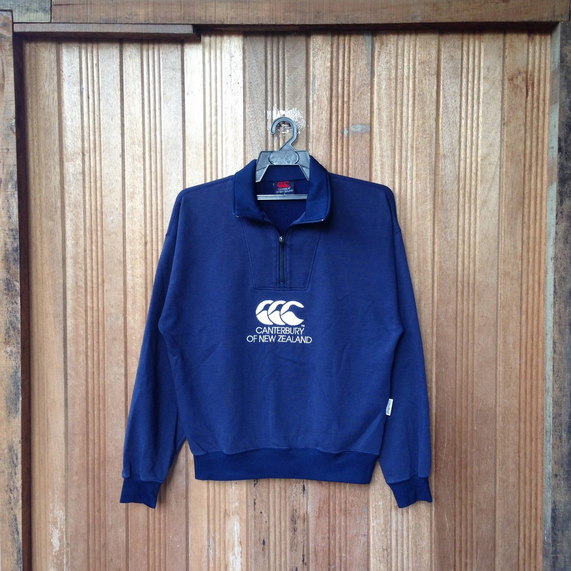 Canterbury Von Neuseeland Spellout Stickerei Pullover Sweatshirt Halber Reißverschluss Croptop von CVichaivintage
