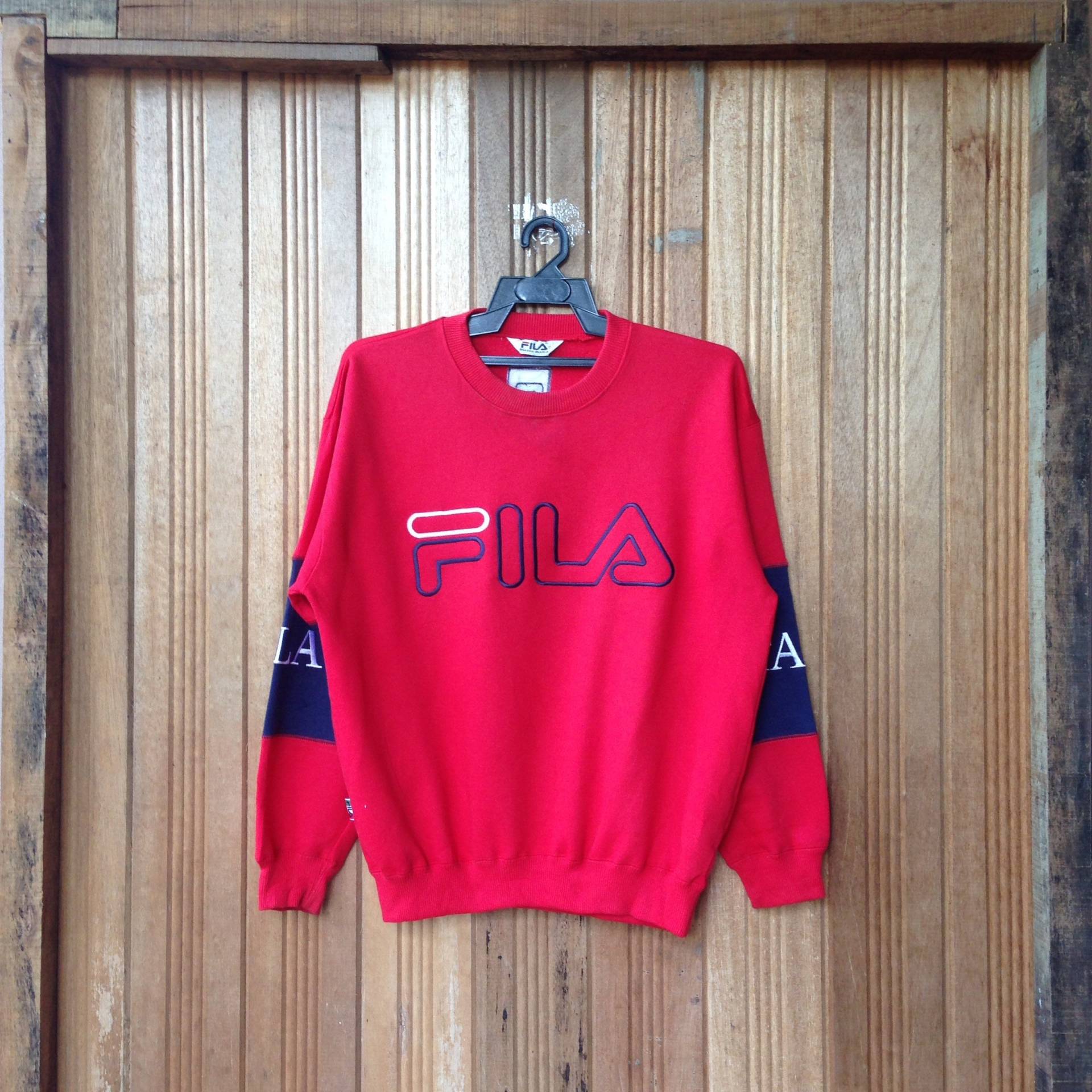 Fila Große Logo Spellout Stickerei Pullover Sweatshirt von CVichaivintage