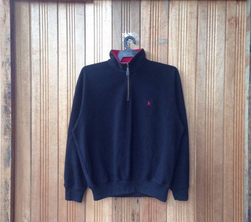 Polo Von Ralph Lauren Kleine Pony Pullover Fleece Halbe Zip von CVichaivintage