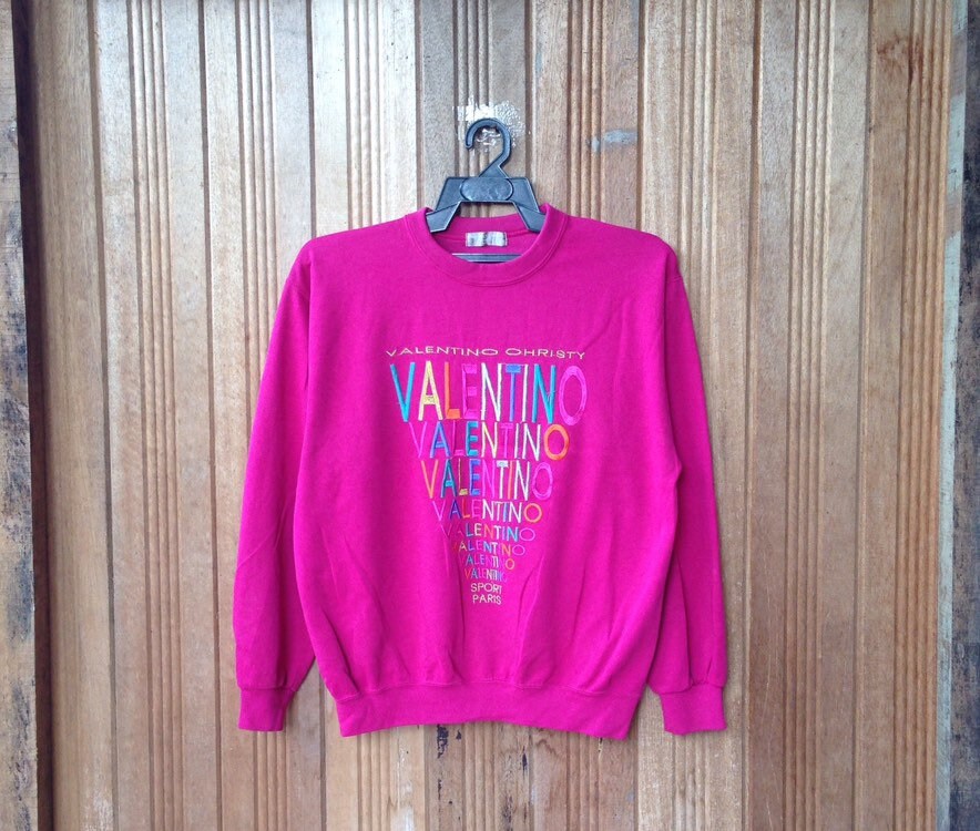 Valentino Christy Spellout Multicolor Stickerei Pullover Sweatshirt von CVichaivintage