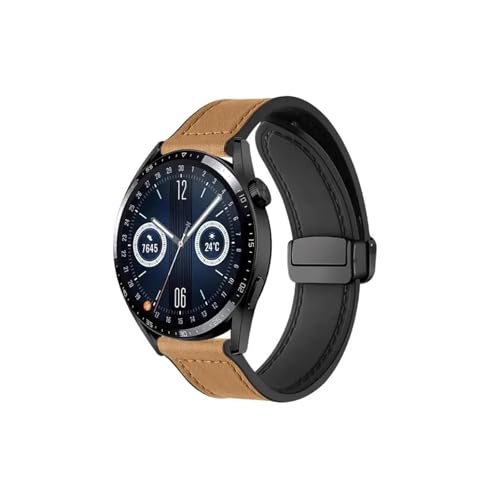 Modische Uhrenarmbänder, Leder-Silikonarmband passend for Huawei Watch GT 5 4 46 mm 41 mm, Armband passend for Huawei GT5 GT4 GT3 Pro GT2, 20 mm 22 mm Armband (Hellbraun, 20 mm) von CWCWC