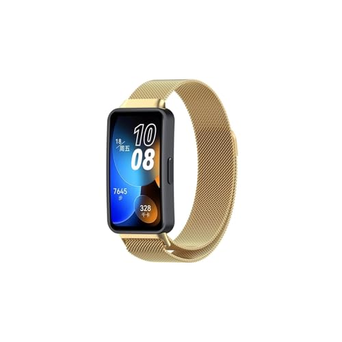 Modische Uhrenarmbänder, Mailänder Armband passend for Huawei Band 8, Edelstahlarmband passend for Huawei Band 8, Ersatz-Metallarmband (Gold) von CWCWC