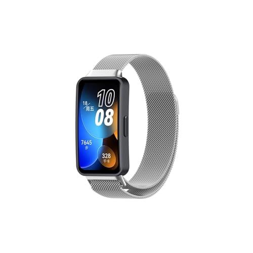 Modische Uhrenarmbänder, Mailänder Armband passend for Huawei Band 8, Edelstahlarmband passend for Huawei Band 8, Ersatz-Metallarmband (Silber) von CWCWC