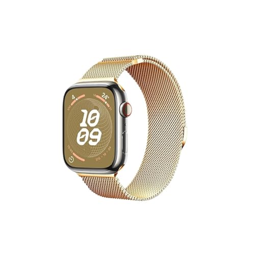Modische Uhrenarmbänder, Mailänder Armband passend for Uhren 44 mm 40 mm 45 mm 41 mm 46 mm 42 mm 38 49 mm Metallarmband passend for Uhren der Serien 10 Ultra 9 8 7 6 5 4 3 SE(Gold B,For Series 10 46mm von CWCWC