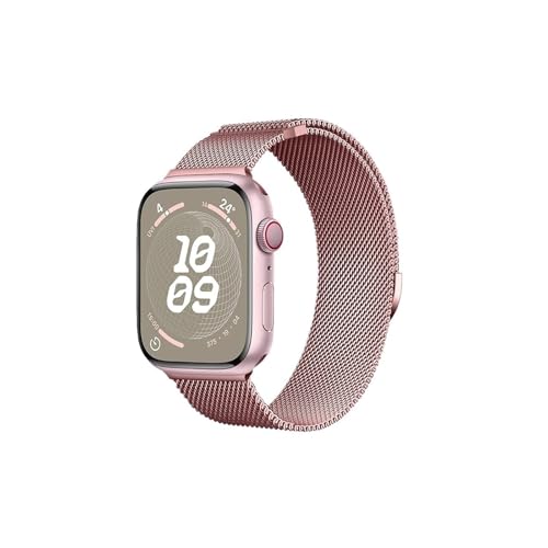 Modische Uhrenarmbänder, Mailänder Armband passend for Uhren 44 mm 40 mm 45 mm 41 mm 46 mm 42 mm 38 49 mm Metallarmband passend for Uhren der Serien 10 Ultra 9 8 7 6 5 4 3 SE(Pink B,For Series 10 46mm von CWCWC