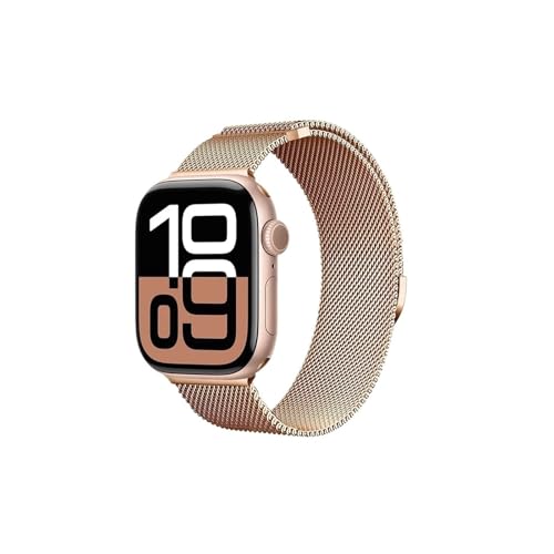 Modische Uhrenarmbänder, Mailänder Armband passend for Uhren 44 mm 40 mm 45 mm 41 mm 46 mm 42 mm 38 49 mm Metallarmband passend for Uhren der Serien 10 Ultra 9 8 7 6 5 4 3 SE(Rose gold B,For Series 10 von CWCWC
