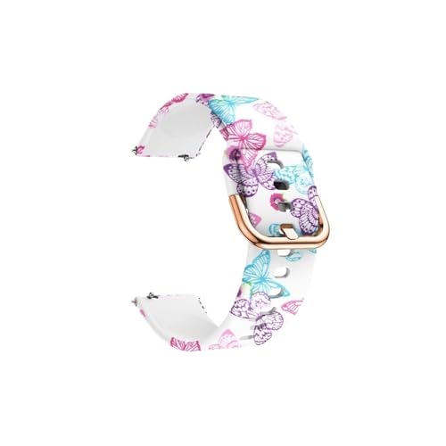 Modische Uhrenarmbänder, passend for Huawei Watch GT2 42 mm, Silikonband, Regenbogen-Ersatzarmbänder, Armband passend for Amazfit GTS 2 Mini Bip SU Pop Uhrenarmband(Butterfly) von CWCWC