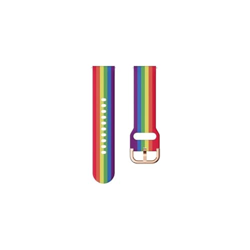 Modische Uhrenarmbänder, passend for Huawei Watch GT2 42 mm, Silikonband, Regenbogen-Ersatzarmbänder, Armband passend for Amazfit GTS 2 Mini Bip SU Pop Uhrenarmband(Rainbow) von CWCWC
