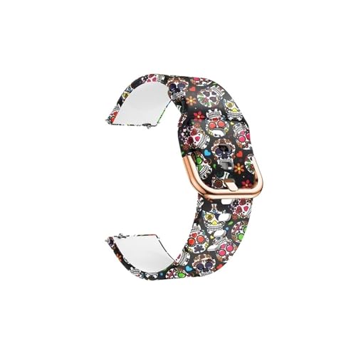 Modische Uhrenarmbänder, passend for Huawei Watch GT2 42 mm, Silikonband, Regenbogen-Ersatzarmbänder, Armband passend for Amazfit GTS 2 Mini Bip SU Pop Uhrenarmband(Skull) von CWCWC