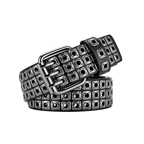 CWCYYDSYY Gürtel mit Metallnieten und Schnallen, Silber und Schwarz (Schwarz) von CWCYYDSYY