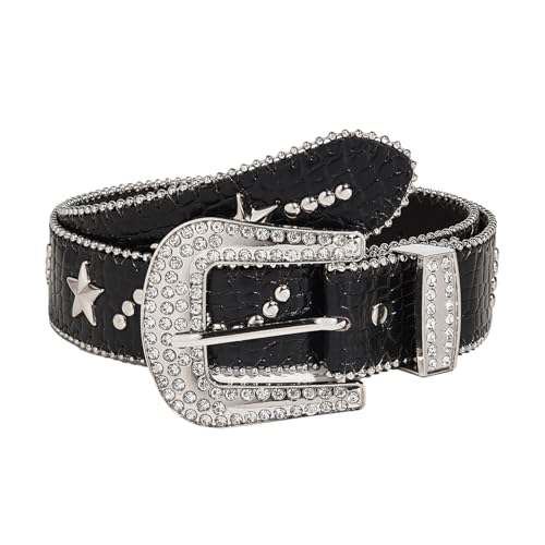CWCYYDSYY Mit Nieten besetzte Sterngürtel Y2K Punk Hip Hop Kunstleder Ösengürtel für Halloween Cosplay von CWCYYDSYY