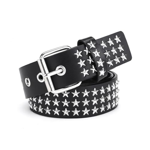 CWCYYDSYY Y2K Punk Hip Hop Kunstleder Ösen für Halloween für Damen und Herren, silberfarben, (Schwarz-2), L von CWCYYDSYY