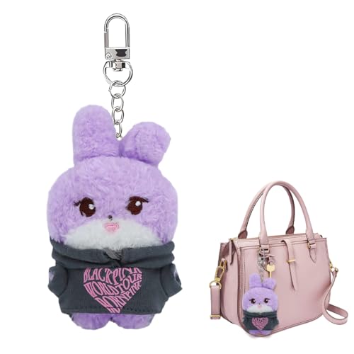 CWED 1 Stück JISOO/BLACKPINK Plüschpuppe Schlüsselanhänger & Rucksackanhänger Niedliches Kuscheltier Sammlerstück（Lila Kaninchen） von CWED