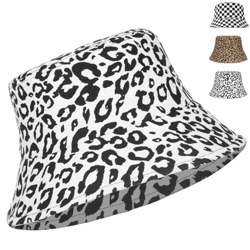 CWENDANER Retro Bucket Hat, 80 90er Style Unisex Fishing Hut, Doppelseitig Sonnenhut, Hip Hop Rock Scrawl Fischerhut, Faltbar, für Disco Hip Hop Outdoor von CWENDANER