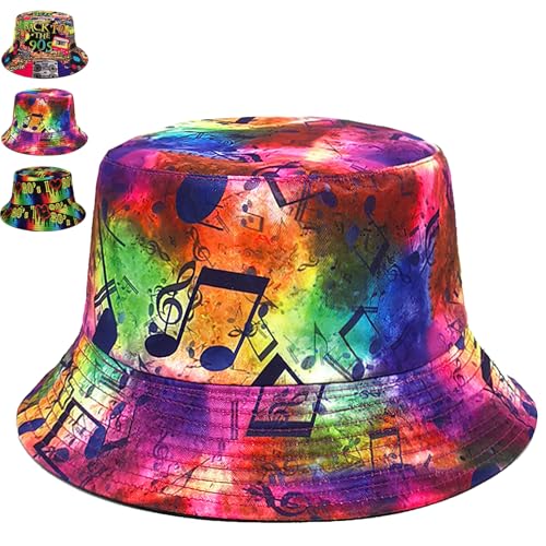 CWENDANER Retro Bucket Hat, 80 90er Style Unisex Fishing Hut, Doppelseitig Sonnenhut, Hip Hop Rock Scrawl Fischerhut, Faltbar, für Disco Hip Hop Outdoor von CWENDANER