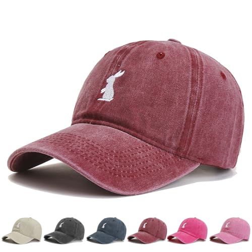 CWENDANER Unisex Retro Baseball Cap, Baseballkappe Im Washed-Distressed-Look, Baumwolle Cap, Geeignet für Outdoor-Sportarten, für Herren und Damen (DE/NL/SE/PL, Numerisch, 56, 60, Weinrot) von CWENDANER