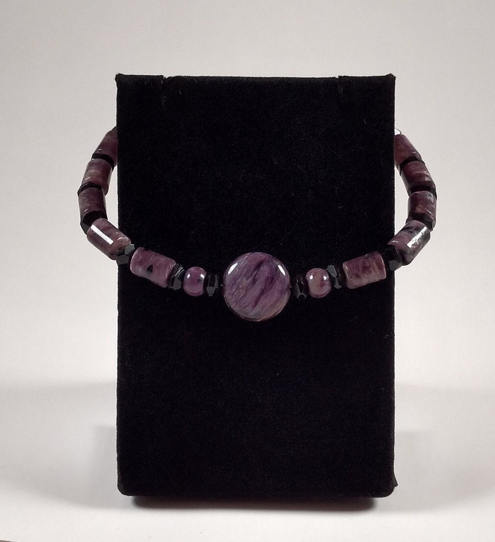 Charoit, Schwarzer Onyx Und Sterling Silber Armband Handgemacht Von Chris Hay Charoit, Schwarzer Onyx Und Sterling Silber Armband Handgemacht Von Chris Hay von CWHStoneworks