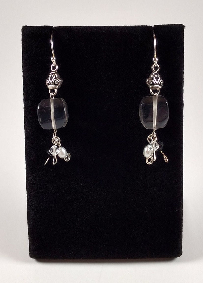 Rauchquarz, Süßwasserperle, Schwarzer Onyx, Swarovski Kristall Und Sterling Silber Ohrringe Rauchquarz, Süßwasserperle, Schwarzer Onyx, Swarovski Kristall Und Sterling Silber Ohrringe von CWHStoneworks