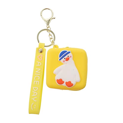 CWLPSL 1 Stück Taschenornamente Rucksack-Geldbörsen-Organizer Taschen für Reisen Cartoon-Schlüsselanhänger Cartoon-Taschenanhänger Schlüsselanhänger-Geldbörse für Frauen Münzgeldbörse PVC-gelbe von CWLPSL