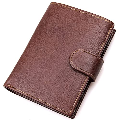 CWLPSL Geldbörse für Herren, echtes Leder, RFID-blockierendes dreifach gefaltetes stilvolles Portemonnaie mit 2 Ausweisfenstern (Farbe: Braun) von CWLPSL