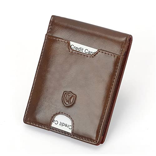CWLPSL Herren-Geldbörse aus Rindsleder mit Dollar-Clip, Kartenetui aus Rindsleder (D, 8,5 x 11 cm) von CWLPSL