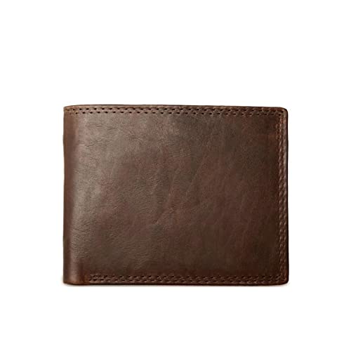 CWLPSL Herren-Geldbörsen aus Rindsleder mit Münzfach, Vintage-Geldbörsenfunktion, braunes Herren-Geldbörse aus echtem Leder mit Kartenhalter von CWLPSL