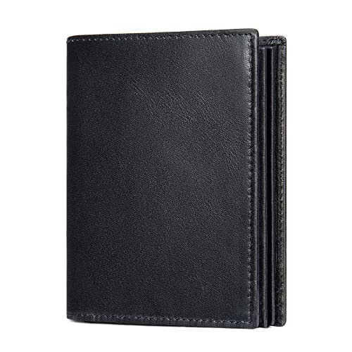 CWLPSL Leder-Geldbörse, Herren-Geldbörse aus echtem Leder, mehrere Kartenfächer, verdicktes, vertikales, antimagnetisches Kartenetui, großes Fassungsvermögen (Farbe: Schwarz) von CWLPSL