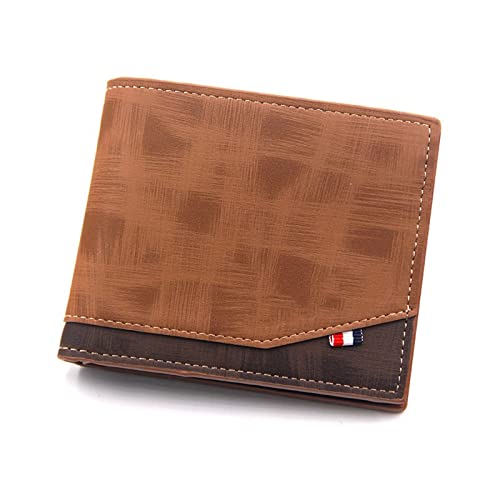 CWLPSL Lederbrieftasche Kleine Geldbörse Herren Business Tragbarer Kartenhalter Cluth Pocket Kurze Geldbörsen Vintage Leder Patchwork Einkaufstasche Handtaschen Geldbörse Mann (Farbe: Gelb) von CWLPSL