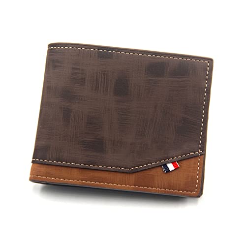 CWLPSL Lederbrieftasche Kleine Geldbörse Herren Business Tragbarer Kartenhalter Cluth Pocket Kurze Geldbörsen Vintage Leder Patchwork Einkaufstasche Handtaschen Geldbörse Mann (Farbe: Gelb) von CWLPSL