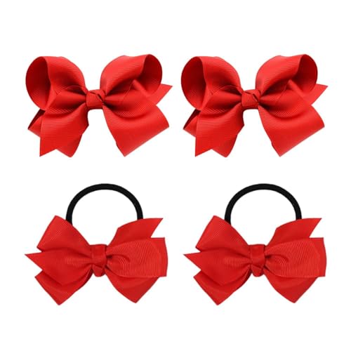 1 Paar Schmetterlings-Clip-Haarspangen Mit 1 Paar Schmetterlings-Clip-Haargummis, Süße Haargummis Für Mädchen, Einfarbige, Süße Haarspangen, Pony-Clips, Seitliche Clips, Schleifen-Krokodil-Clips von CWPFVQA