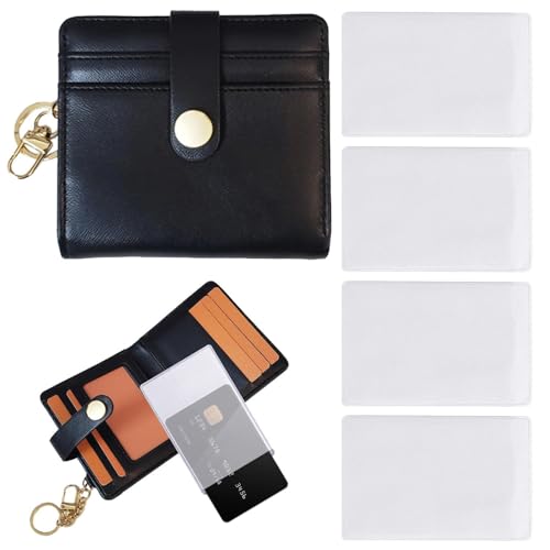 1 Stück Mini-Geldbörse Mit 4 Stück Durchsichtigem Kartenhalter, Einfache Kurze Geldbörse, Kartenhalter-Tasche Für Damen, Mini-Schlüsselanhänger-Kartenhalter-Tasche, Kleine Taschenbrieftasche von CWPFVQA