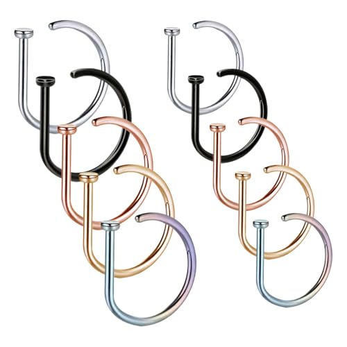 10 Stück Nasenringe, Fake-Nasenringe, Nasenring-Piercing, Fake-Bauchnabelpiercing, Fake-Nasenpiercing, Nasenpiercing, Nasenring Für Frauen von CWPFVQA