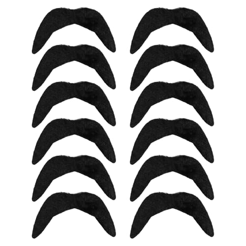 12 Stück Schnurrbärte, Kunstbart-Requisiten, Selbstklebende Kunstbärte, Hippie-Kunstbärte, Neuartige Kunstbärte, Weihnachtsfeier, Rollenspiel-Requisiten Und Zubehör von CWPFVQA