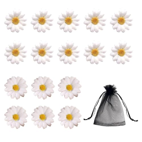 16 Stück Gänseblümchen-Haarspangen Mit 1 Stück Netz-Kordelzugbeutel, Weiße Blumen-Haarspangen, Süße Haarspangen Für Mädchen, Süße Pony-Grabber-Clips, Rutschfeste Haarspangen, Krokodilklemmen von CWPFVQA