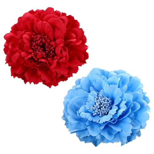 2 Stück Blumen-Haarspangen, Künstliche Blumen-Haarspangen, Blumen-Haarspangen Für Frauen, Pfingstrosen-Blumen-Haar-Accessoires, Festival-Haar-Accessoires, Bunte Blumen-Kopfbedeckungen von CWPFVQA
