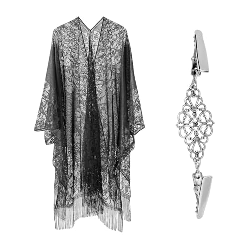 CWPFVQA 1 Bikini-Überzug Und 1 Strickjacken-Clip, Gestrickter Schal Mit Ausschnitten Für Damen, Eleganter Überzug Für Damen, Strandschal, Badeanzug-Accessoires, Kleidungsclip von CWPFVQA