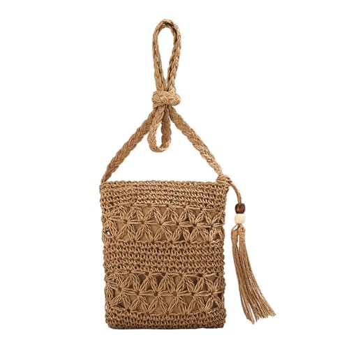 CWPFVQA 1 Stück Hohl Gewebte Tasche, Retro-Umhängetasche, Damen-Umhängetasche, Strandtasche, Outdoor-Freizeittasche, Bekleidungszubehör (Braun) von CWPFVQA