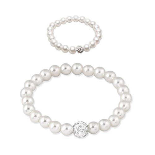 CWPFVQA 1 Stück Perlenarmband Mit 1 Stück Perlenring, Schlichtes Elegantes Armband, Modisches Und Vielseitiges Armband, Damen-Perlenschmuck, Perlenschmuck-Set von CWPFVQA