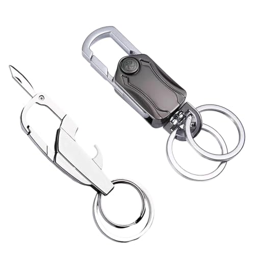 CWPFVQA 2 Stück Multifunktions-Schlüsselanhänger, Flaschenöffner, Karabiner, Herren-Schlüsselanhänger, Geeignet Zum Verschenken An Vater, Partner von CWPFVQA