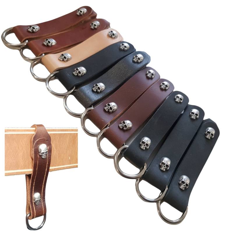 Leder Gürtelschlaufen "Skull" Mit D Ring von CWTradingPost