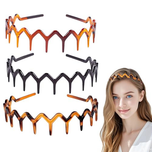 3 Stück Zickzack-Stirnbänder, gewelltes hartes Zick-Zack-Stirnband mit rutschfestem Haifischzahn-Stirnband mit elastischem Kamm Stirnband Haifischzahn Haarkamm harte Haarbänder für Männer Frauen 3 Stück Zickzack-Stirnbänder, gewelltes hartes Zick-Zack-Stirnband mit rutschfestem Haifischzahn-Stirnband mit elastischem Kamm Stirnband Haifischzahn Haarkamm harte Haarbänder für Männer Frauen von CWWYQ