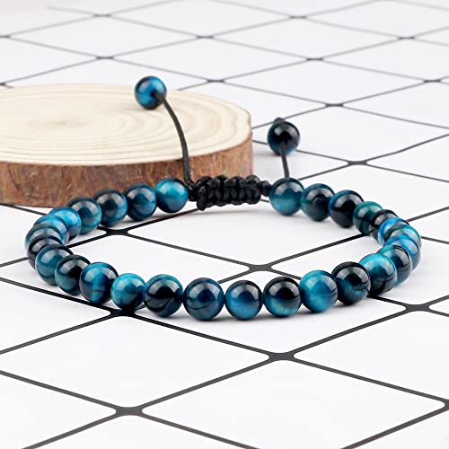 6mm Tiger Augenstein Armband Buntes Chakra Perlen Männer Frauen Buddha Armbänder Heilungsperlen geflochtene Armreifen verstellbar von CWZZWS