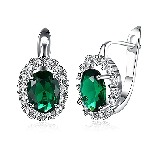 925 Schmuck Oval Green/White Clip Ohrringe für Frauen Party Valentiner Ohrring S von CWZZWS
