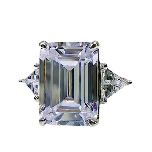 925 Sterling Silber 10 * 14 mm Quadratmotor Diamantringe für Frauen funkelnde Hochzeit Schmuck von CWZZWS